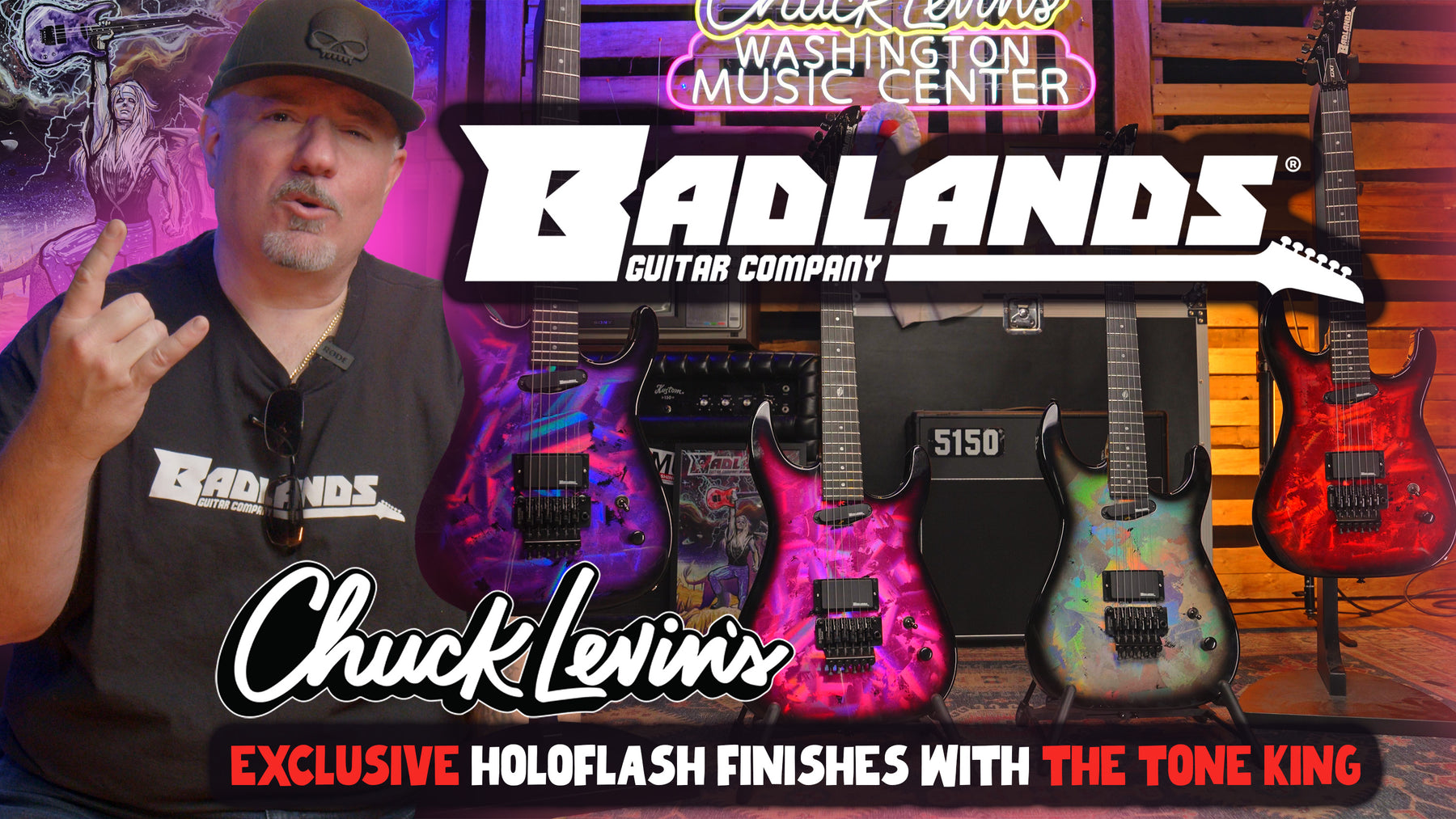 The Tone King Visits Chuck Levin’s: Exclusive Badlands Holoflash Guitars Are Here! 🎸✨