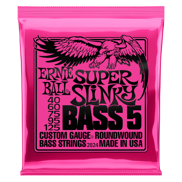 Ernie Ball 2824 Super Slinky Nickel Wound Electric Bass Guitar Strings - .040-.125 5-string