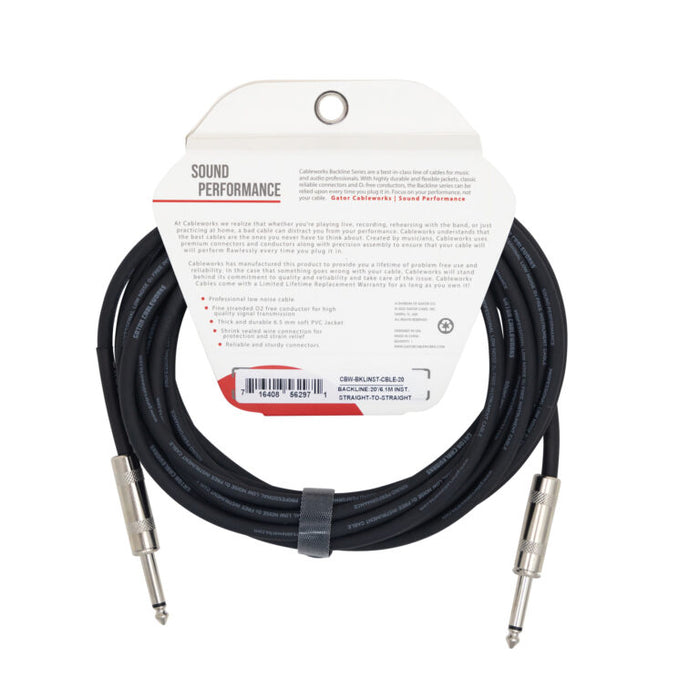 Gator 20-Foot Straight to Straight Instrument Cable