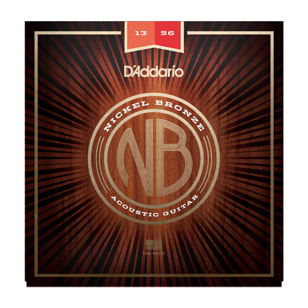 D'Addario NB1356 Nickel Bronze Acoustic Guitar Strings, Medium, 13-56