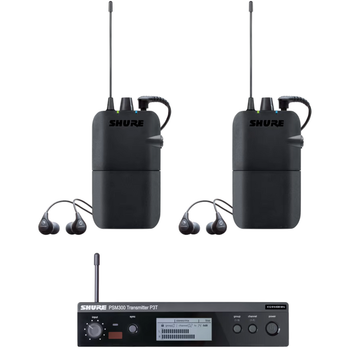 Shure PSM300 P3TR112TW Twinpack Wireless In-Ear Monitor System - H20 Band -  Mint, Open Box