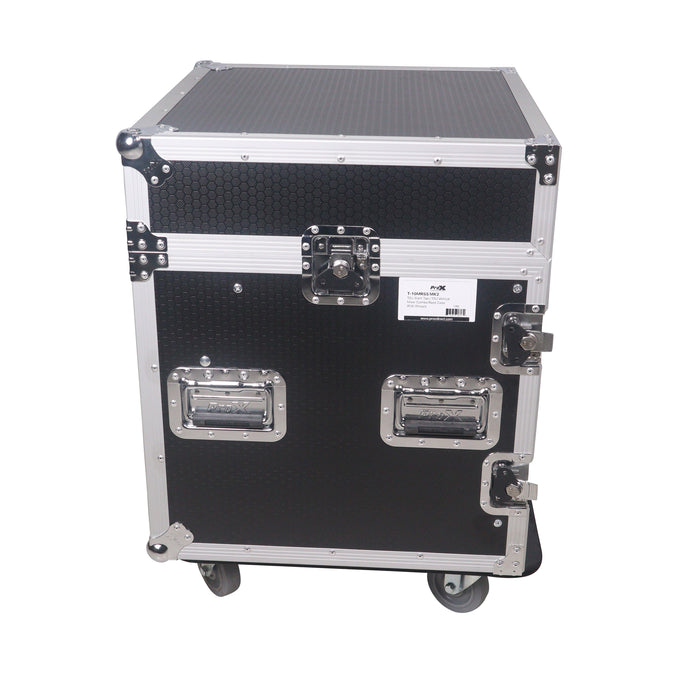 ProX T-12MRSSMK2 12U Vertical Rack Mount Flight Case with 10U Top for Mixer Combo Amp Rack with Caster Wheels