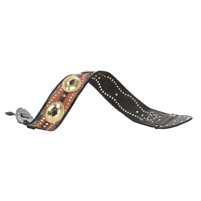 Jodi Head Concho Leather Guitar Strap, 3" Width - Saddlestrap Brown