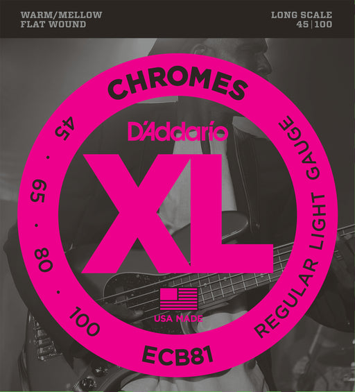 D'Addario ECB81 Chromes Bass Guitar Strings, Light, 45-100, Long Scale