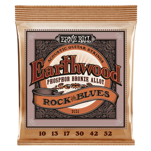 Ernie Ball Rock and Blues with Plain G Earthwood Phosphor Bronze 10-52 Gauge Acoustic Guitar Strings