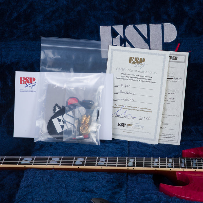 ESP USA Viper QM Electric Guitar - Raspberry - #US24133