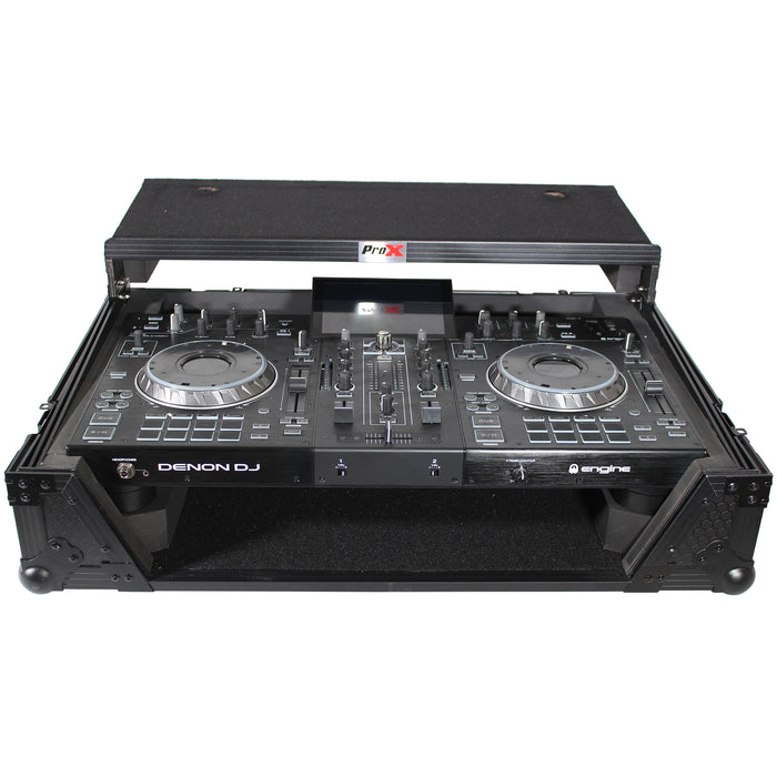 ProX XS-PRIME2 LTBL ATA Flight Case For Denon PRIME 2 DJ Controller with Laptop Shelf 1U Rack Space - Black