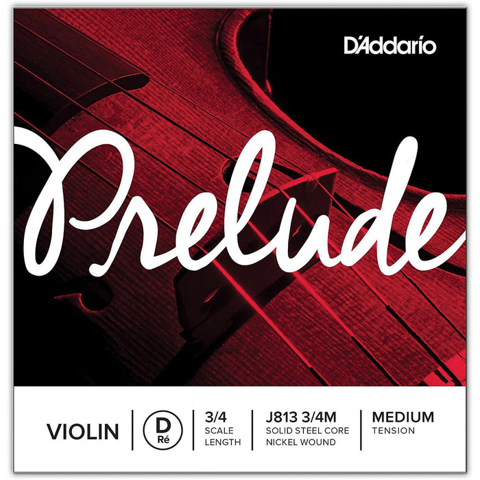 D'Addario Prelude Single Violin D String - 3/4 Scale Medium Tension J813 3/4M