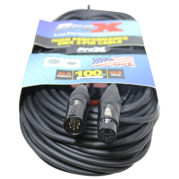 ProX XC-5PDMX100 100 Ft. DMX XLR5-M to XLR5-F High Performance Cable