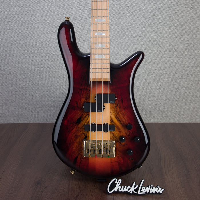 Spector Euro4LT Spalted Maple Bass Guitar - Fire Red Burst - CHUCKSCLUSIVE - #]C121SN 21111