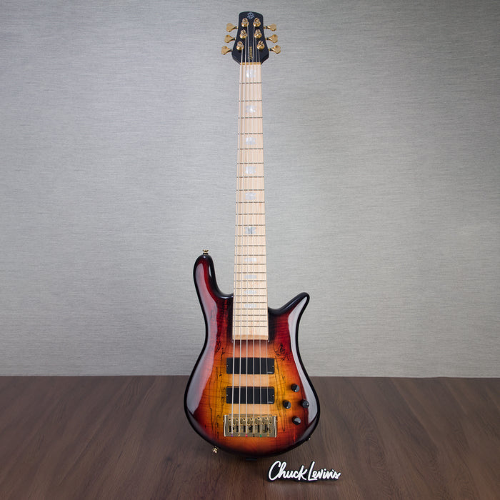 Spector Euro6LT Spalted Maple Bass Guitar - Fire Red Burst - CHUCKSCLUSIVE - #]C121SN 21115