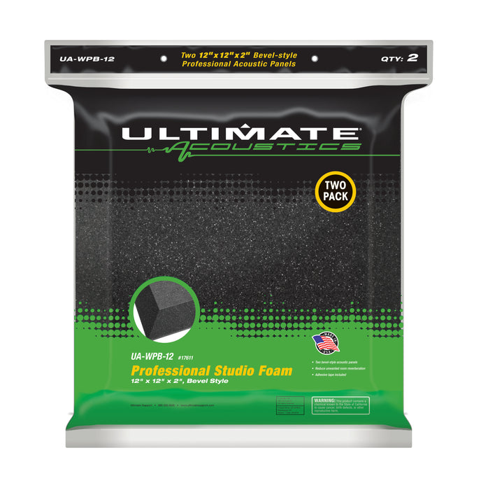 Ultimate Support UA-WPB-12 Bevel-style Absorption Panel Professional Studio Foam - 12"x12"x2" (Pair)