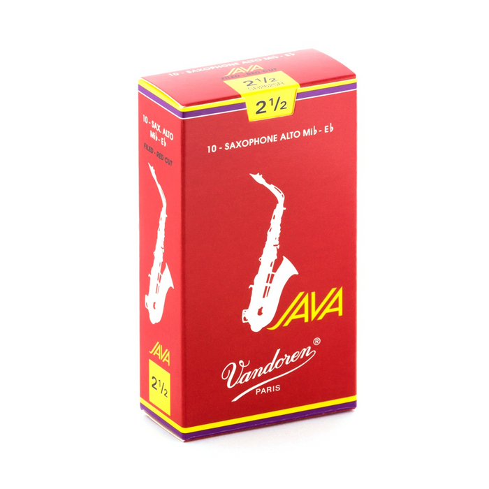 Vandoren SR26R Java Red Cut Filed Alto Sax Reed 10-Pack - New,2.5