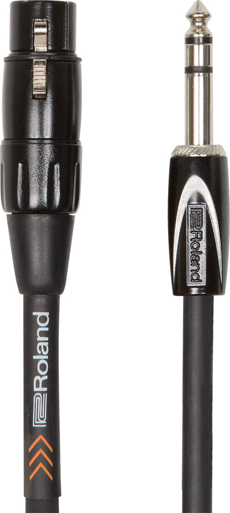 Roland 10ft RCC-10-TRXF Interconnect Cable, 1/4" TRS-XLR(Female) - Black Series