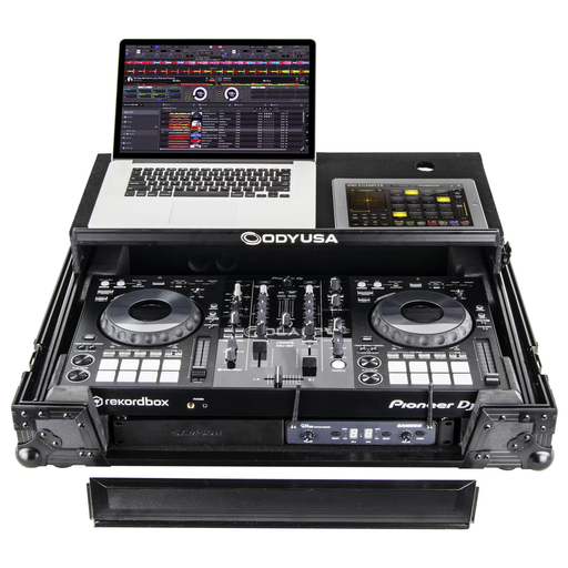 Odyssey FZPIXDJRR Low Profile XDJ-RR Flight Case with Bottom 1U Rack Space Flight Case and Glide Platform