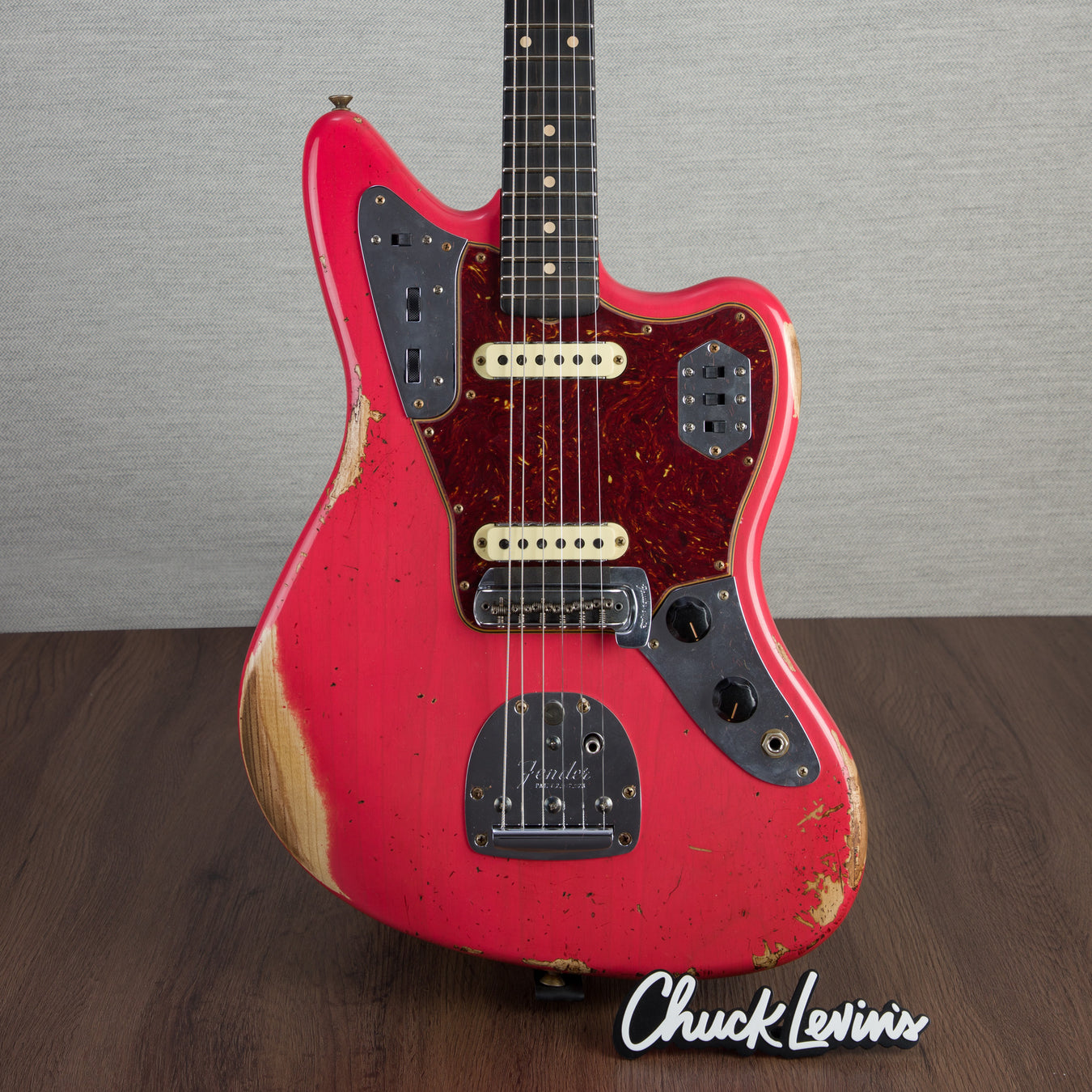 Fender Custom Shop 62 Jaguar Heavy Relic Electric Guitar, Ebony Fingerboard - Watermelon King - CHUCKSCLUSIVE - #R130047