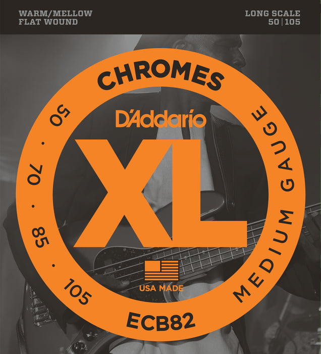 D'Addario ECB82 Chromes Bass Guitar Strings, Medium, 50-105, Long Scale