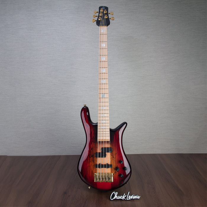 Spector Euro5LT Spalted Maple Bass Guitar - Fire Red Burst - CHUCKSCLUSIVE - #]C121SN 21098