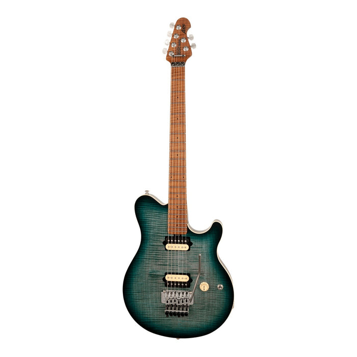 Music Man Flame Maple Axis Electric Guitar, Yucatan Blue - Mint Open Box