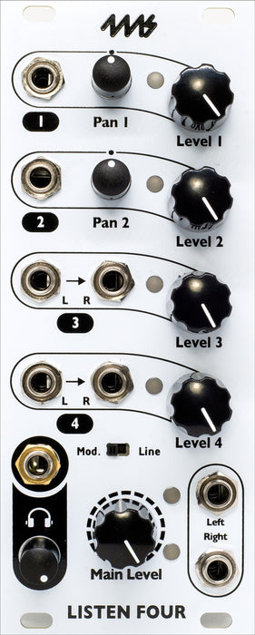 4ms Listen Four 4-Channel Stereo Mixer Module