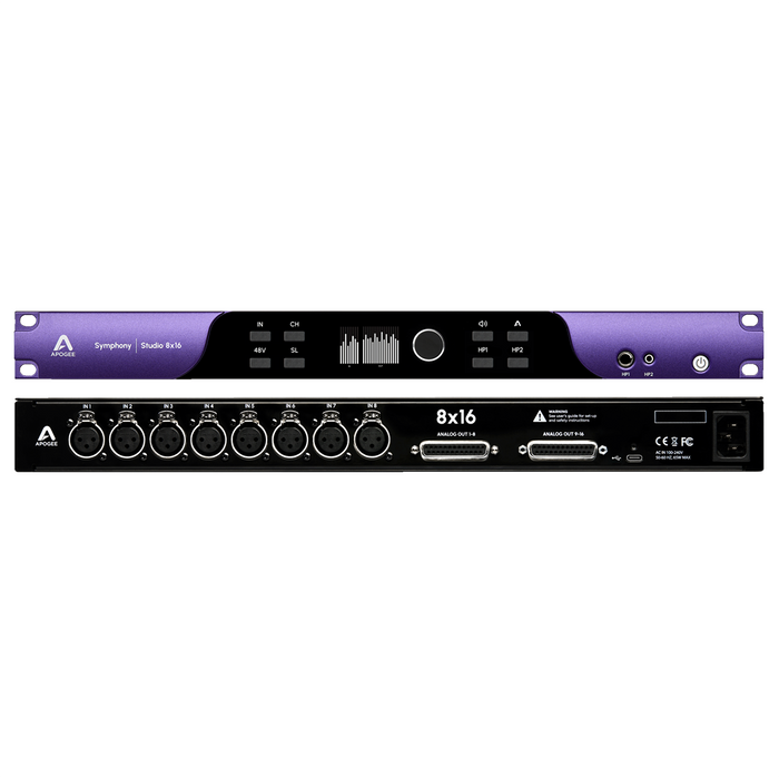 Apogee Symphony Studio 8x16 8 Mic/Line IN x 16 OUT USB-C Audio Interface with Input and Output DSP Monitor Calibration and Control