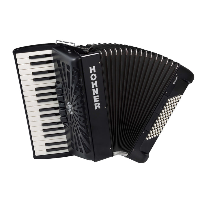 Hohner Bravo III Piano Accordion, 72 Bass, 34 Keys - Jet Black