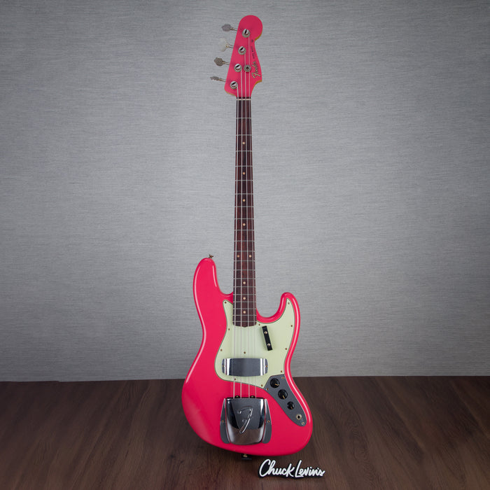 Fender Custom Shop 1963 Jazz Bass Journeyman Relic Electric Bass - Aged Fiesta Red - #CZ573105