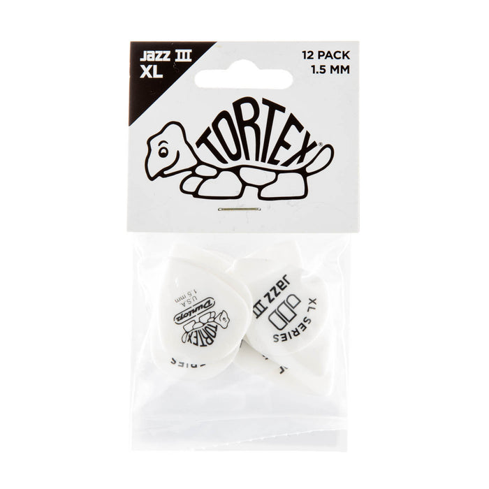 Dunlop Tortex Jazz III XL Guitar Picks - 1.50mm - White (12-Pack)