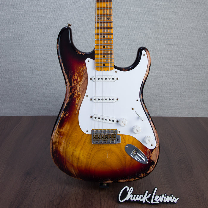 Fender Custom Shop 70th Anniversary '54 Stratocaster Super Heavy Relic - Bleached 3-Tone Sunburst - #XN4328