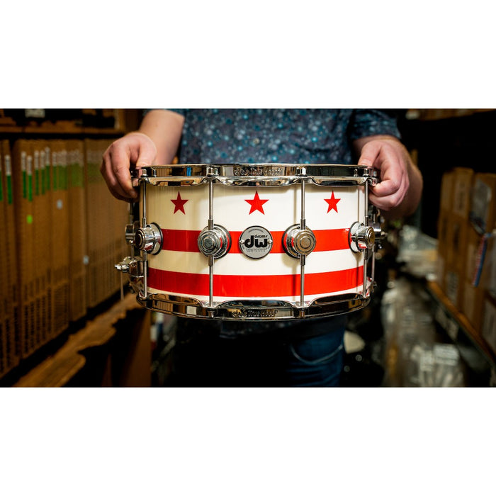 Drum Workshop 14" x 7" Collector's Series Pure Maple Snare Drum - D.C. Flag Lacquer With Chrome Hardware