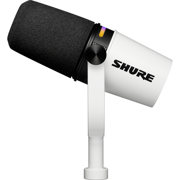 Shure MV7+-W Podcasting Bundle with Boom Arm and Earbuds - White