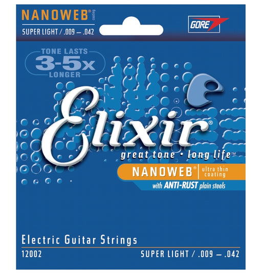 Elixir 12002 Nanoweb Coated Electric Guitar Strings With Anti-Rust, Super Light, (9 - 42)