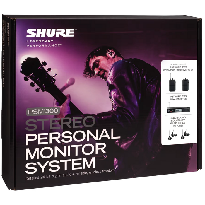 Shure PSM300 P3TR112TW Twinpack Wireless In-Ear Monitor System - H20 Band -  Mint, Open Box