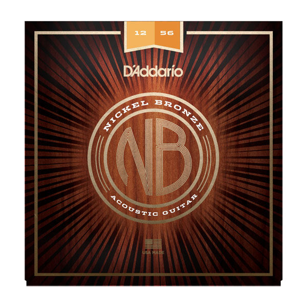 D'Addario NB1256 Nickel Bronze Acoustic Guitar Strings, Light Top / Medium Bottom, 12-56