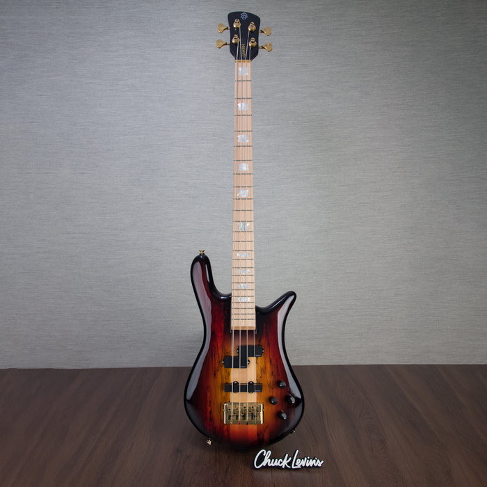 Spector Euro4LT Spalted Maple Bass Guitar - Fire Red Burst - CHUCKSCLUSIVE - #]C121SN 21136