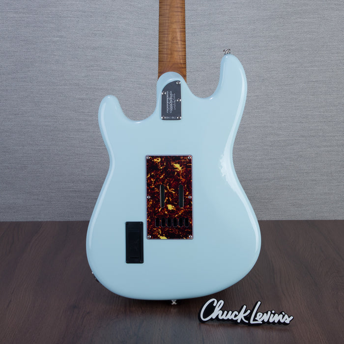 Music Man Cutlass SSS Trem Electric Guitar, Powder Blue - Mint Open Box