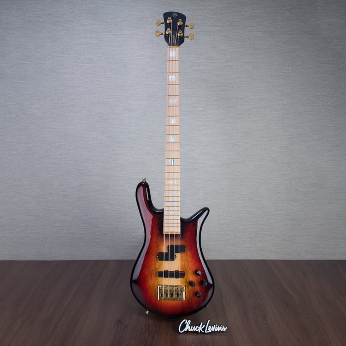 Spector Euro4LT Spalted Maple Bass Guitar - Fire Red Burst - CHUCKSCLUSIVE - #]C121SN 21114