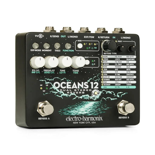 Electro-Harmonix Ocean 12 Dual Setero Reverb Effects Pedal