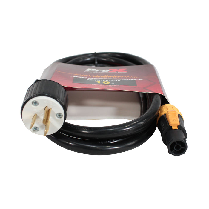 ProX XC-TR1FE12-10 10 Ft. 12AWG 120VAC Male Edison NEMA 5-15P to Male Cable for Power Connection Compatible devices