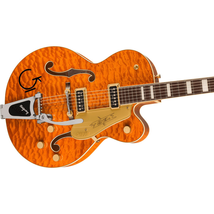 Gretsch Chet Atkins Limited Edition G6120TGQM Signature Hollowbody Electric Guitar - Roundup Orange Satin