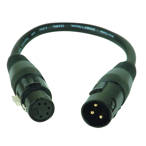 ADJ AC3PM5PFM 3-Pin Male XLR to 5-Pin Female XLR Turnaround Cable