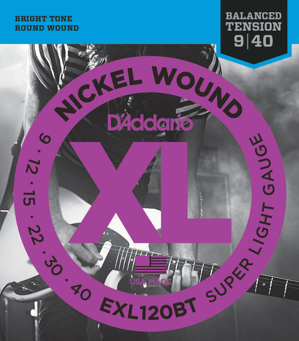 D'addario EXL120BT Nickel Wound Electric Guitar Strings, Balanced Tension Super Light, 14855