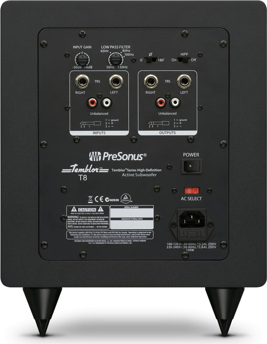 PreSonus Temblor T8 Active Studio Subwoofer