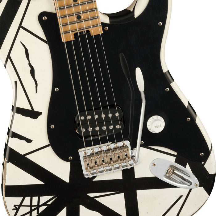 EVH Striped Series '78 Eruption Relic Electric Guitar - White With Black Stripes - New