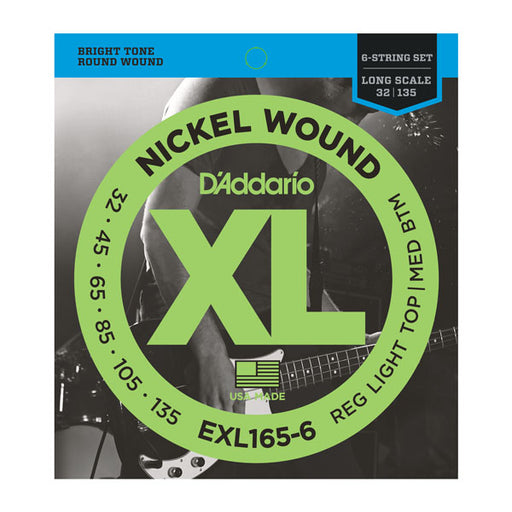 D'Addario EXL165-6 6-String Bass Strings, Nickel Wound, Custom Light