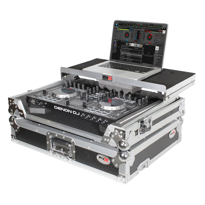 ProX XS-UXLT MK2 Universal Flight Style Road For Medium Sized DJ Controllers with Sliding Laptop Shelf