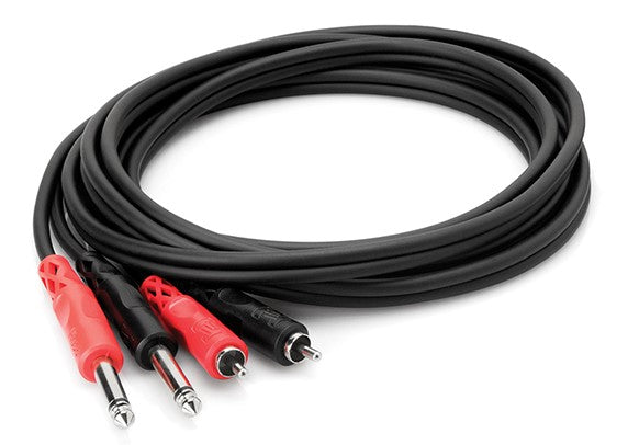 Hosa CPR-201 Stereo Interconnect - Dual 1/4" TS To Dual RCA, 3 Meters