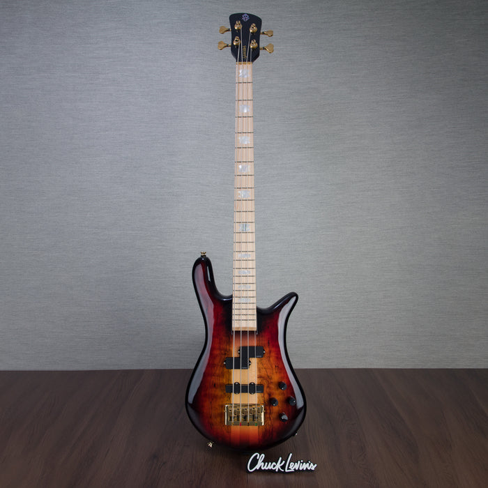 Spector Euro4LT Spalted Maple Bass Guitar - Fire Red Burst - CHUCKSCLUSIVE - #]C121SN 21113