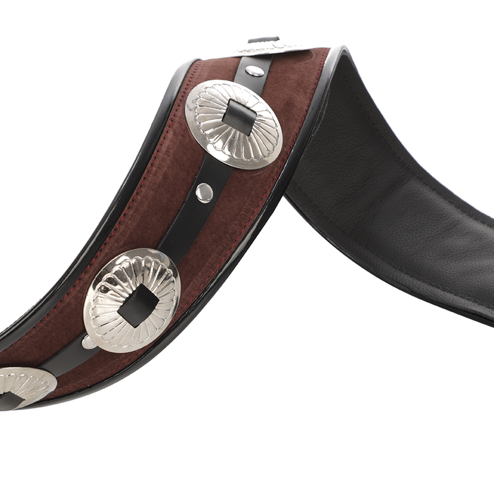 Jodi Head Concho Leather Guitar Strap , 2.5" Width - Emmylou, Brown Suede