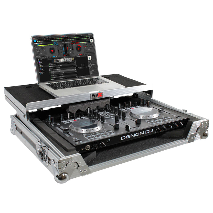 ProX XS-UXLT MK2 Universal Flight Style Road For Medium Sized DJ Controllers with Sliding Laptop Shelf